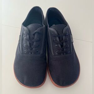 WHITIN Black Wide Canvas Barefoot Sneakers Zero Drop Sole Minimalist Footwear